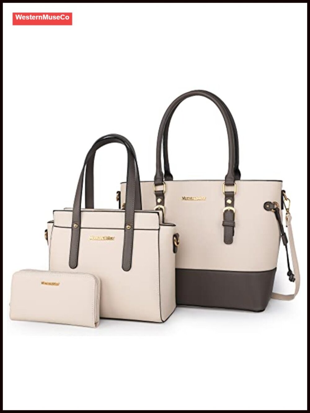PU Leather Tote Bag and Wallet Set Satchel Shoulder Handbag